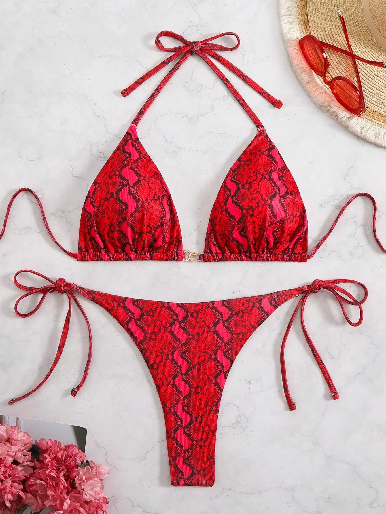 2pcs Red Snake Print Thong Bikini Set For Women Beach Vacation Summer
2pcs Red Snake Print Thong Bikini Set For Women Beach Vacation Summer