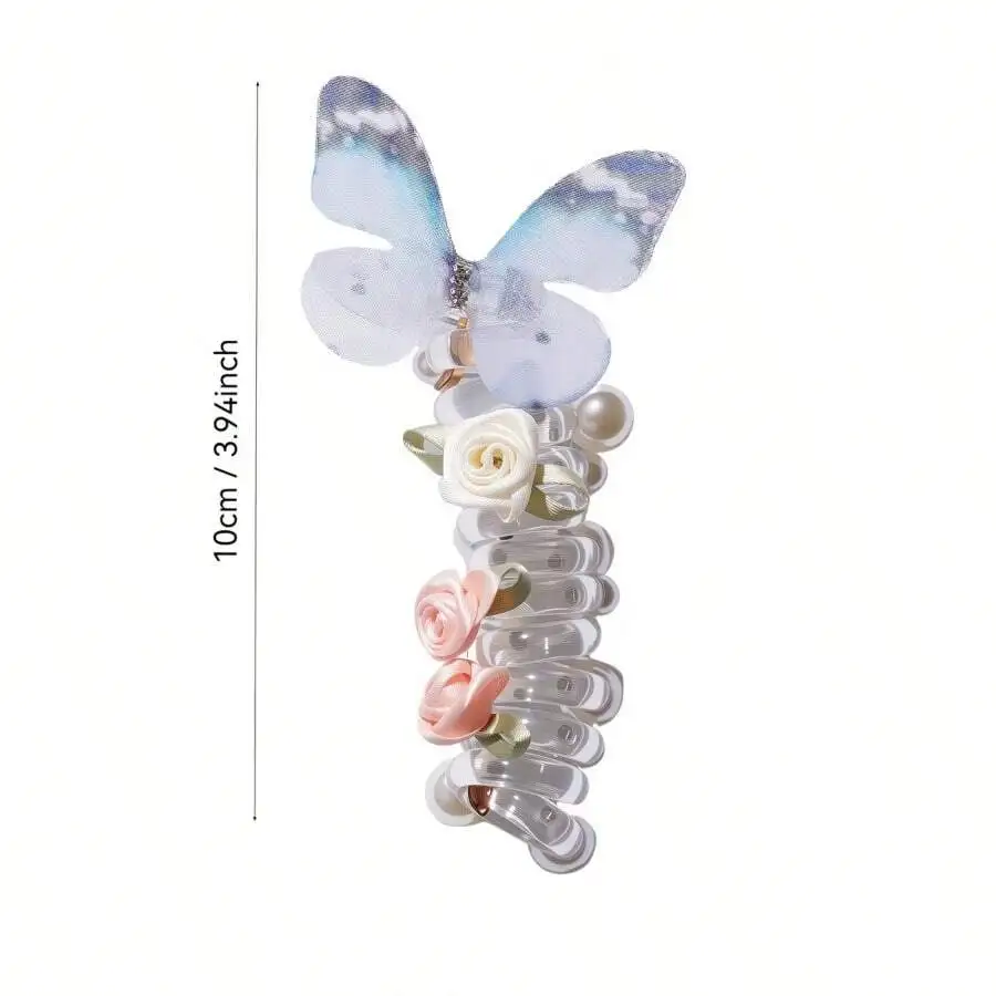 Butterfly Telephone Cord Hair Ties With Floral Pearl Decor High Elasticity For Ponytails Braids
Butterfly Telephone Cord Hair Ties With Floral Pearl Decor High Elasticity For Ponytails Braids