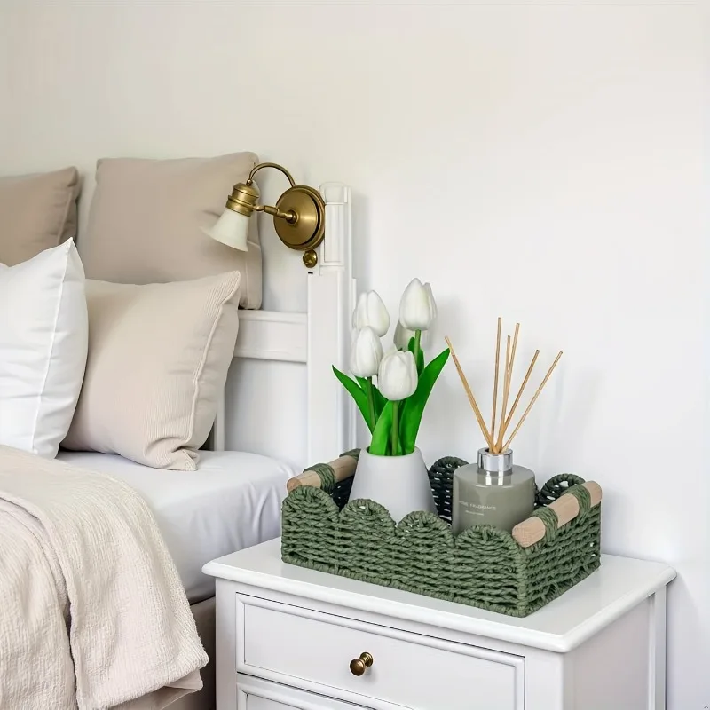 1pc Scalloped Edge Decor Basket | Multipurpose Small Paper Rope Basket for Home, Living Room,Over Toilet Shelf, End Table
1pc Scalloped Edge Decor Basket | Multipurpose Small Paper Rope Basket for Home, Living Room,Over Toilet Shelf, End Table