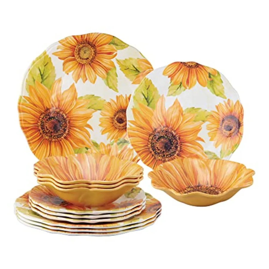 UPware 12 Pcs Melamine Dinnerware Sets Outdoor Dishes Set Plates and Bowls Sets Service for 4 Yellow
UPware 12 Pcs Melamine Dinnerware Sets Outdoor Dishes Set Plates and Bowls Sets Service for 4 Yellow