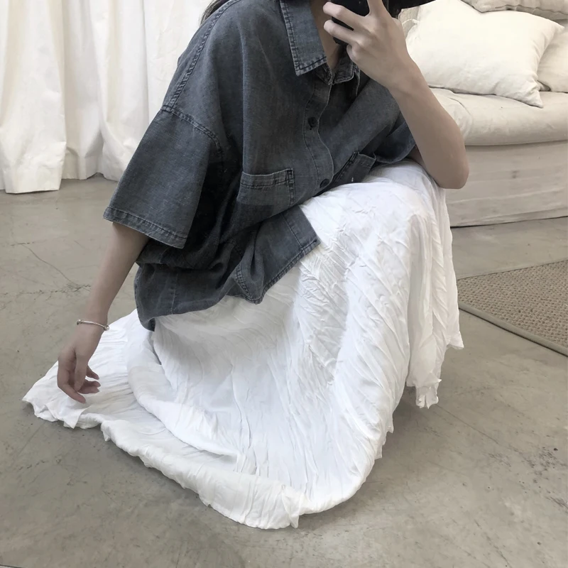 High Waist Elastic Regular Plaid Midi Skirt for Women Black White Polyester Fiber Casual Style Pure Color A-Line Skirt
High Waist Elastic Regular Plaid Midi Skirt for Women Black White Polyester Fiber Casual Style Pure Color A-Line Skirt