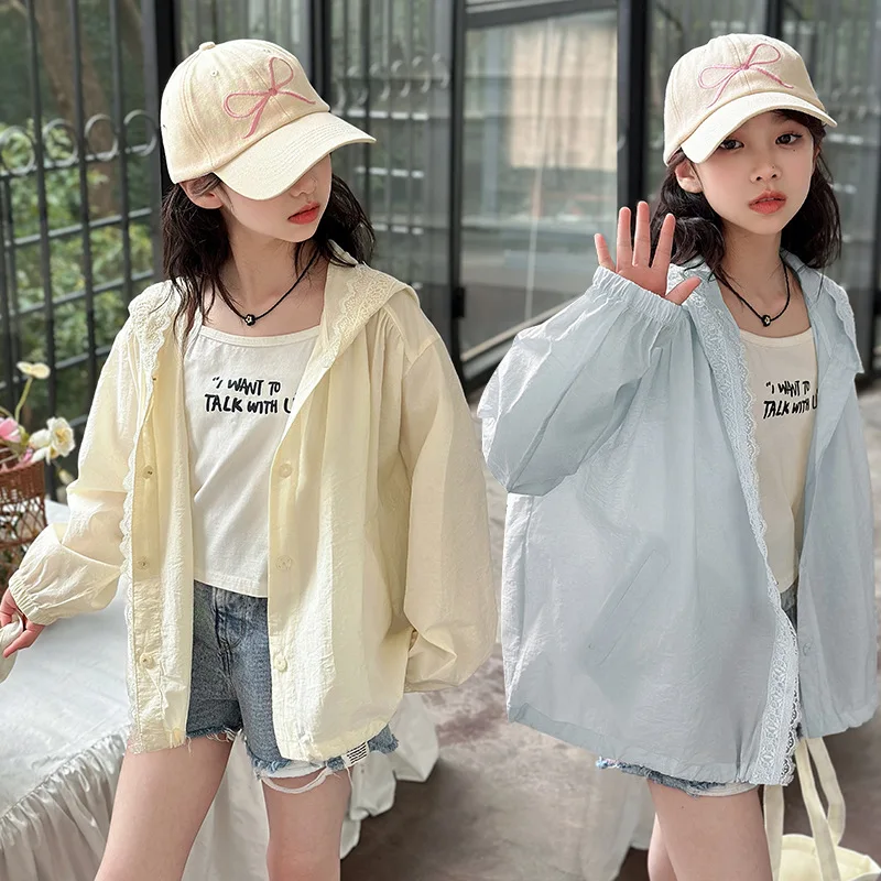 Girls' Sunscreen Clothes Summer Korean New Summer Clothes Girls' Western Style Lace Children's Shirt
Girls' Sunscreen Clothes Summer Korean New Summer Clothes Girls' Western Style Lace Children's Shirt