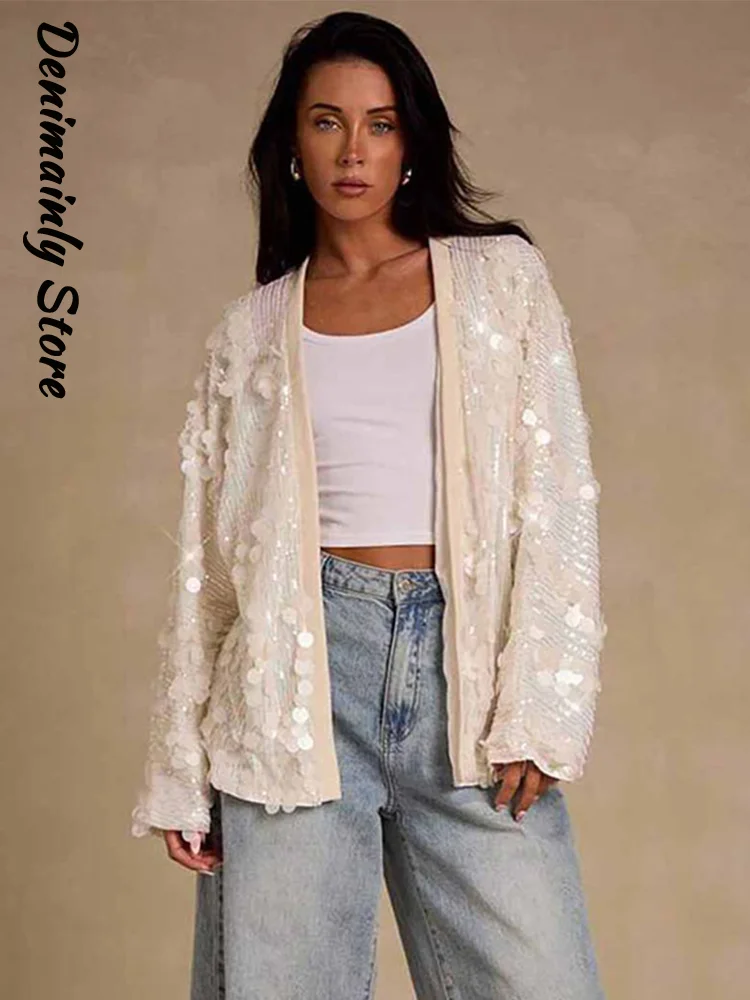 Fashion Sequin Loose Coat Women Long Sleeve Cardigan Party Solid Shiny Jacket Female 2025 Autumn Lady Street All-matching Coats
Fashion Sequin Loose Coat Women Long Sleeve Cardigan Party Solid Shiny Jacket Female 2025 Autumn Lady Street All-matching Coats