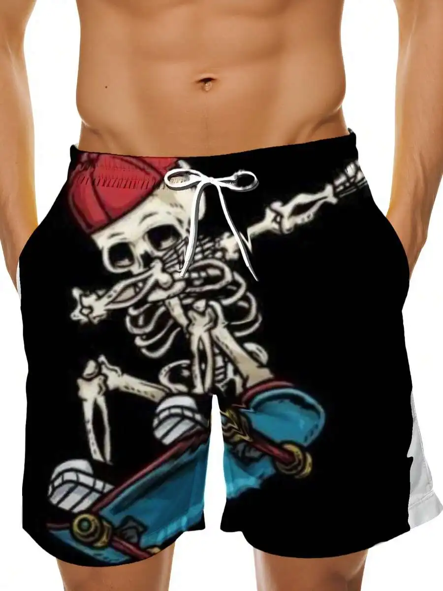 Pirate Skeleton Skateboarding Swim Trunks Men Beach Board Shorts With Drawstring Black
Pirate Skeleton Skateboarding Swim Trunks Men Beach Board Shorts With Drawstring Black
