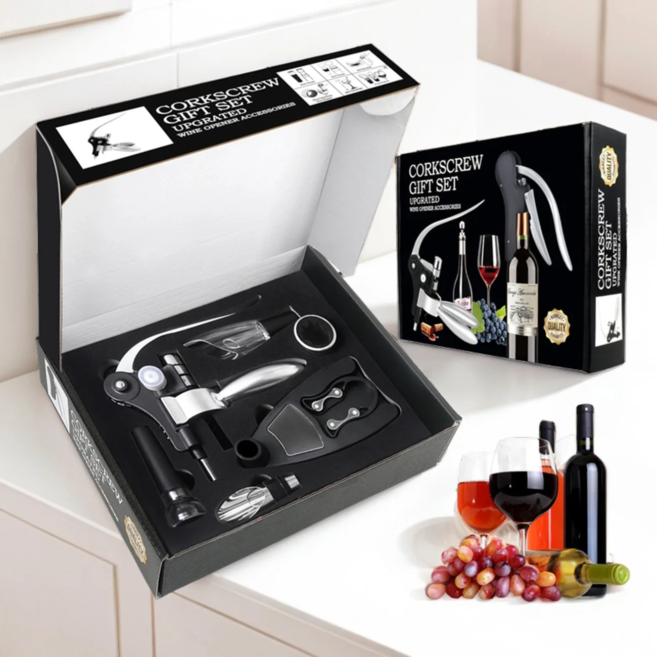 Zinc Alloy Rabbit Wine Opener Set - Multi Functional Lever Corkscrew Kitchen Tool Gift Box
Zinc Alloy Rabbit Wine Opener Set - Multi Functional Lever Corkscrew Kitchen Tool Gift Box