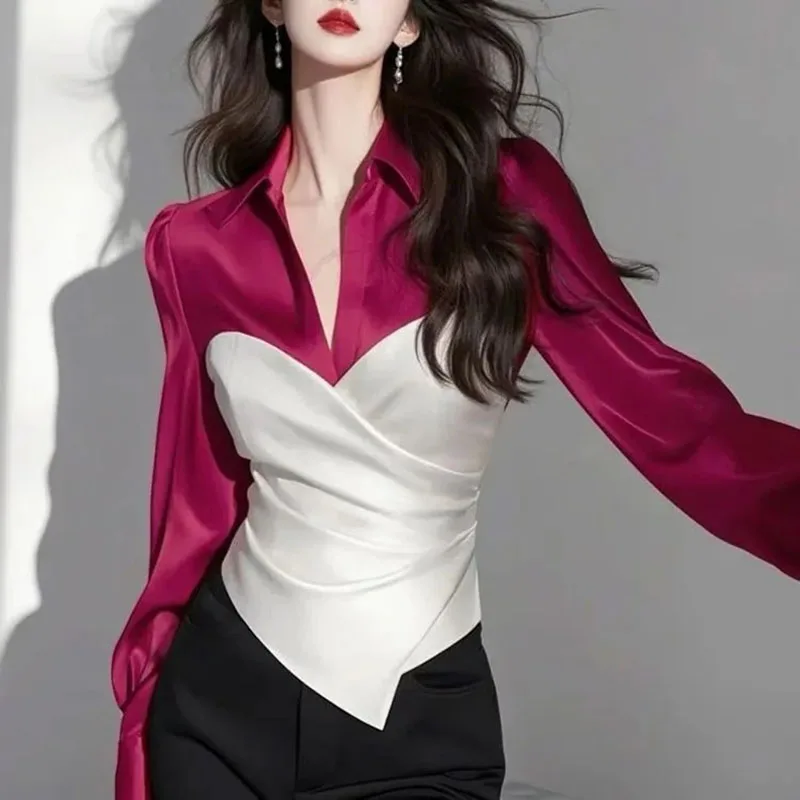 Spring And Autumn New French High-Quality Temperament Shirt Blouse Unique Temperament Waist Slim Contrasted With Color Shirt
Spring And Autumn New French High-Quality Temperament Shirt Blouse Unique Temperament Waist Slim Contrasted With Color Shirt
