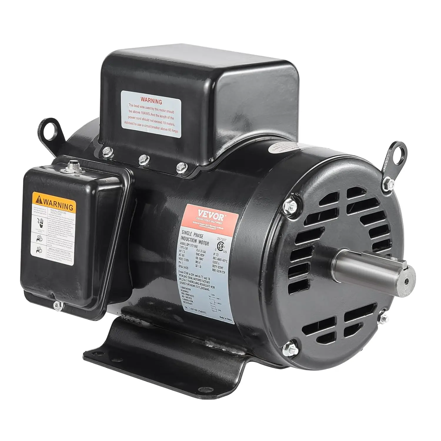 7.5HP Air Compressor Motor, 230V 31.6 Amps Electric Motor, 3450RPM 184T Frame, 1-1/8" Keyed Shaft, 2.75" Shaft Length for Air Co
7.5HP Air Compressor Motor, 230V 31.6 Amps Electric Motor, 3450RPM 184T Frame, 1-1/8" Keyed Shaft, 2.75" Shaft Length for Air Co