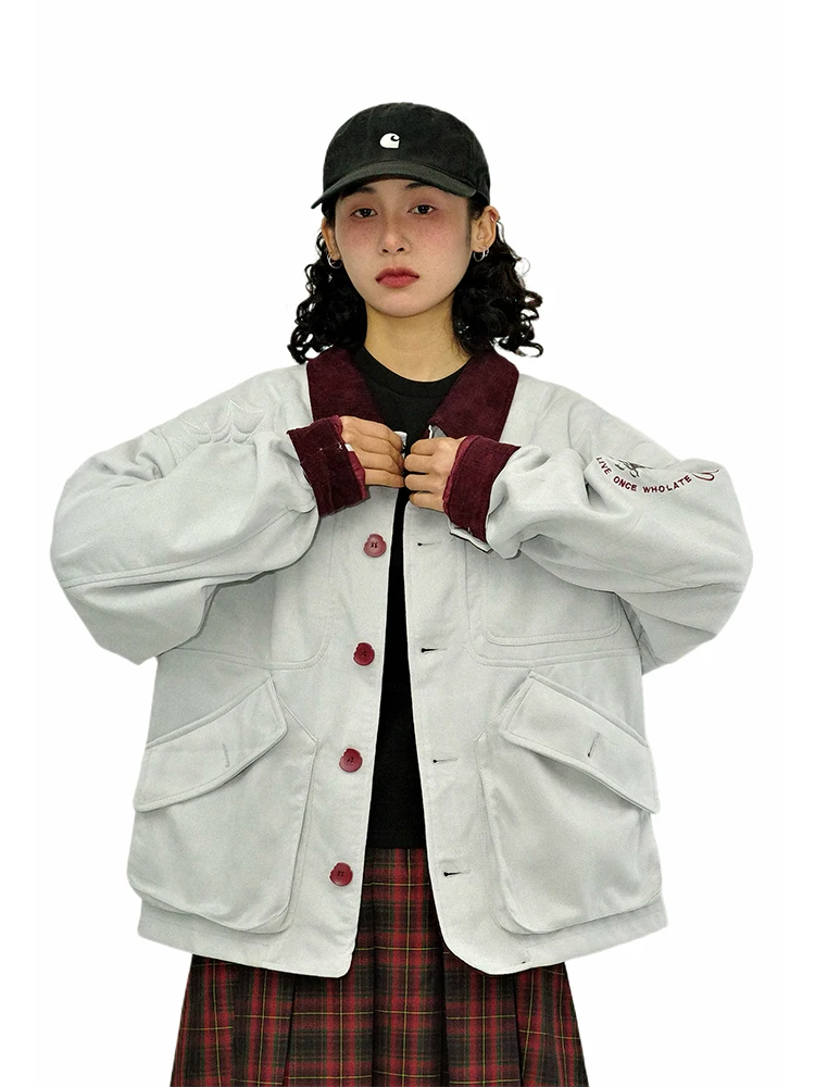 Gulu Oh American Retro Loose Jacket Couples Casual Top Color Block Suede Embroidery Outerwear Men Women Cotton Polyester
Gulu Oh American Retro Loose Jacket Couples Casual Top Color Block Suede Embroidery Outerwear Men Women Cotton Polyester