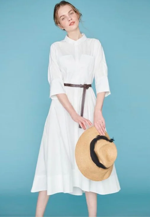 Elegant Celf0rd Shirt Style Dress with Stand Collar And Belt Pure Color A-Line Midi Dress Sweet Japanese Style Summer Dress
Elegant Celf0rd Shirt Style Dress with Stand Collar And Belt Pure Color A-Line Midi Dress Sweet Japanese Style Summer Dress