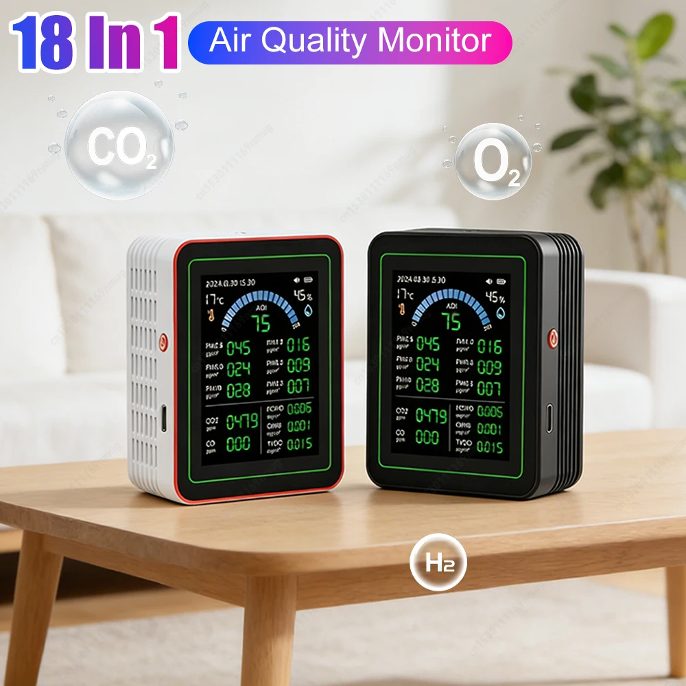18 In 1 Air Quality Monitor Sensors Detect CO2 PM2.5/PM10 HCHO TVOC Portable Air Quality Tester for Home Car Office Plants Pets
18 In 1 Air Quality Monitor Sensors Detect CO2 PM2.5/PM10 HCHO TVOC Portable Air Quality Tester for Home Car Office Plants Pets