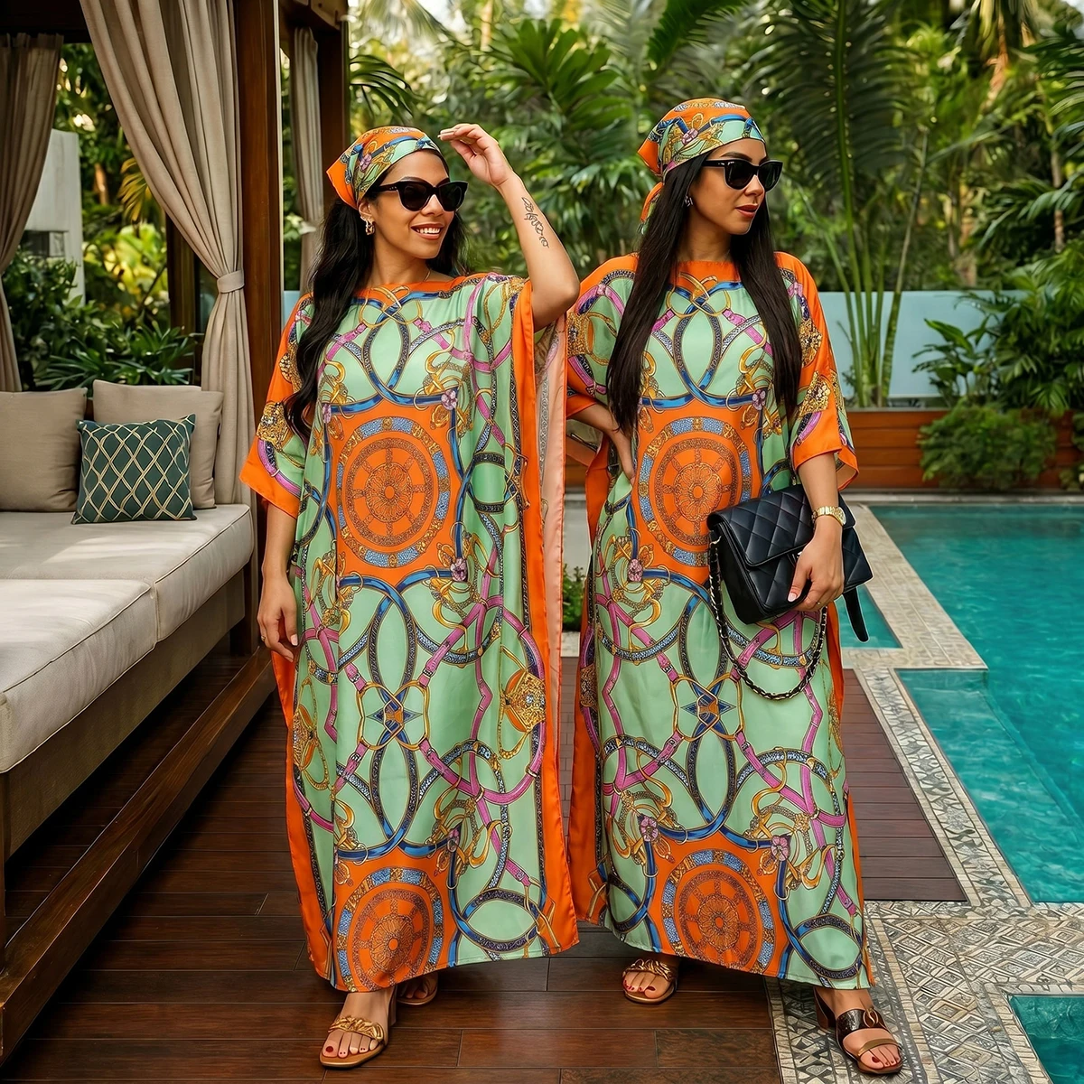 2 In 1 Luxury Satin Muslim Abaya Set Chain Print Loose Kaftan Robe With Matching Hijab Islamic Modest Clothing for Ladies
2 In 1 Luxury Satin Muslim Abaya Set Chain Print Loose Kaftan Robe With Matching Hijab Islamic Modest Clothing for Ladies