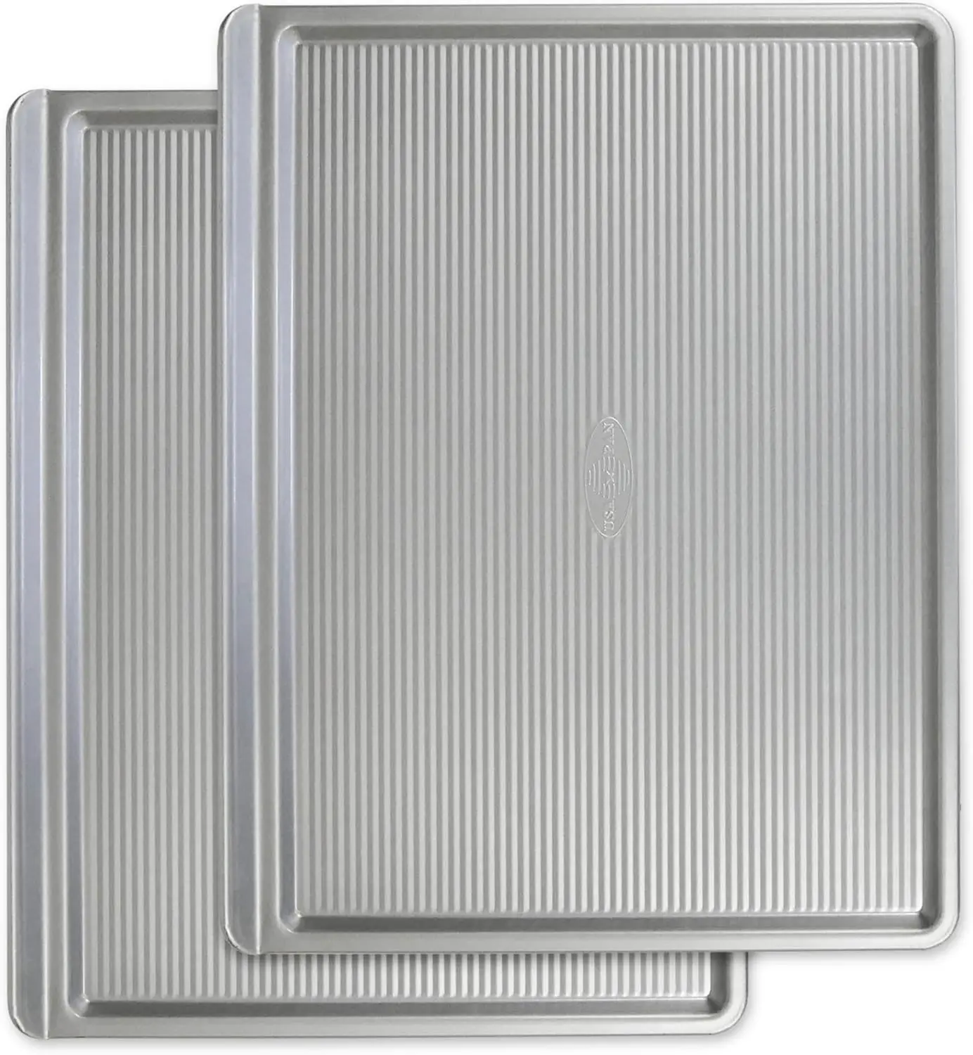 Large Set of 2 Nonstick Cookie Sheets, Aluminized Steel, 18x13.9x0.75 in, Oven Safe to 450°F
Large Set of 2 Nonstick Cookie Sheets, Aluminized Steel, 18x13.9x0.75 in, Oven Safe to 450°F