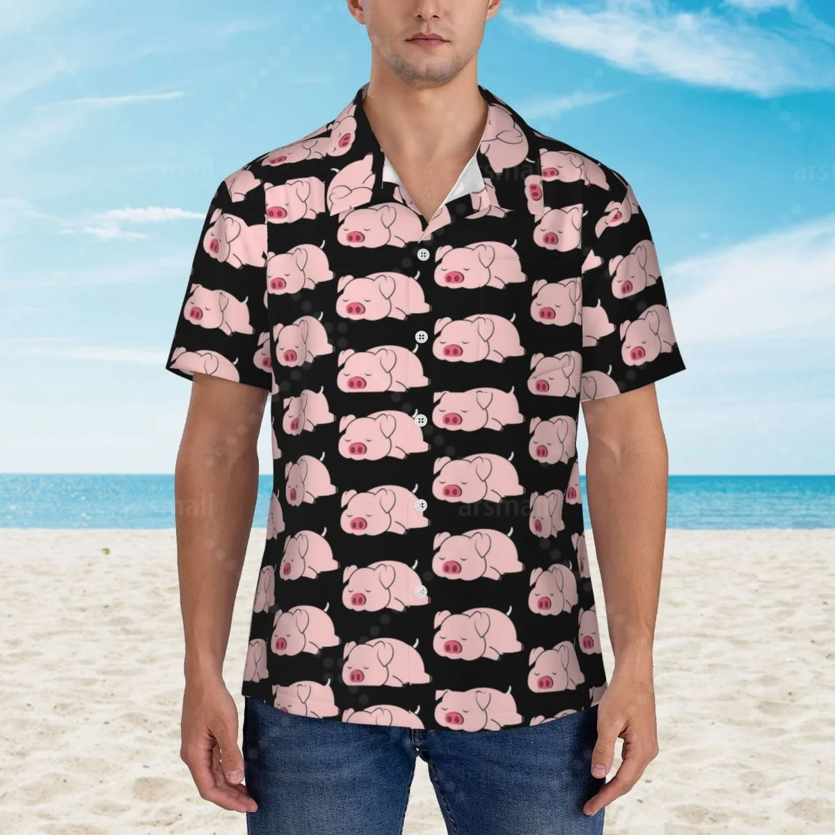 Cute Pig Print Hawaiian Shirt Men Short Sleeve Casual Floral Print Beach Shirt Summer Vacation Shirt
Cute Pig Print Hawaiian Shirt Men Short Sleeve Casual Floral Print Beach Shirt Summer Vacation Shirt