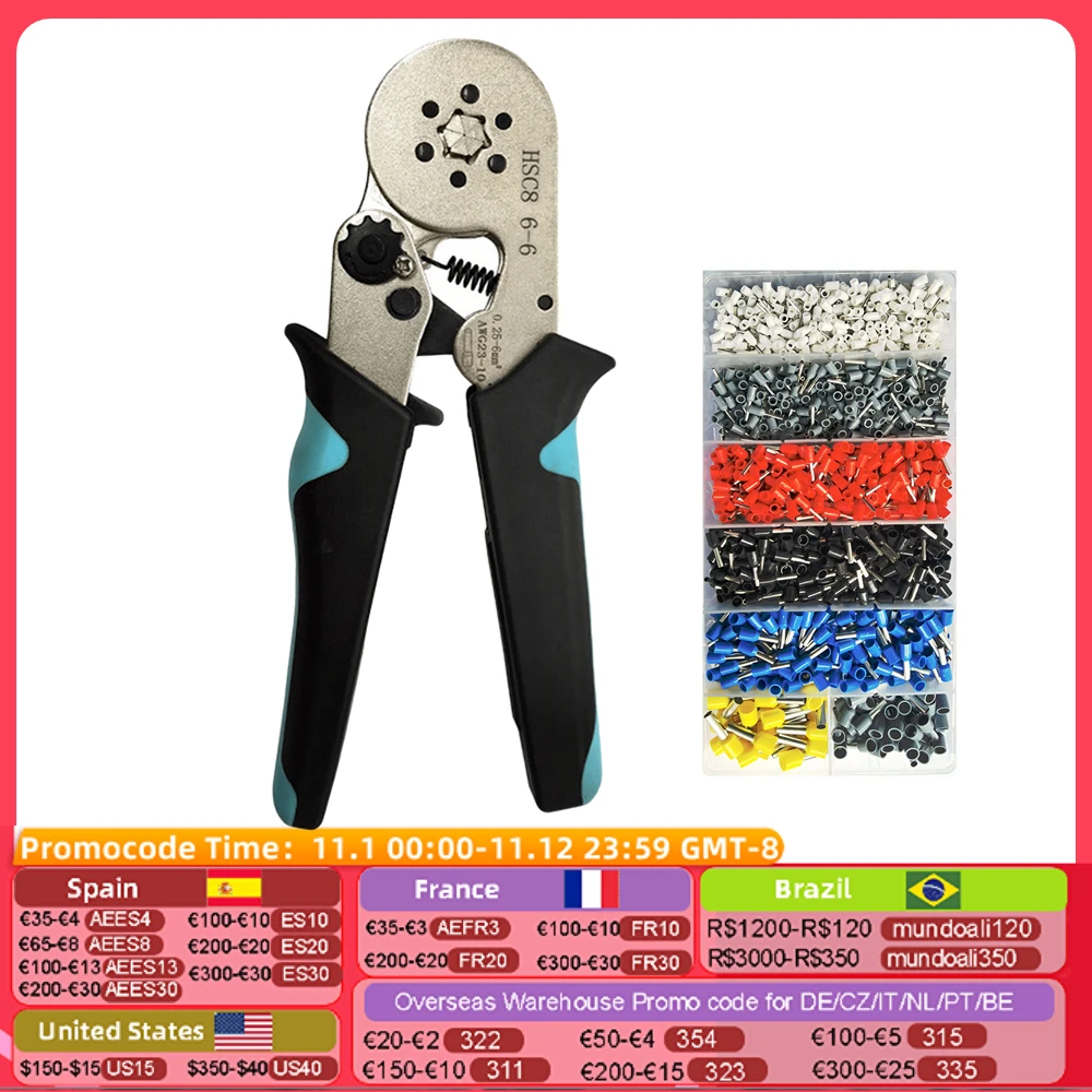 6-6 обжимных инструментов для трубчатых терминалов, Мини Электрические плоскогубцы, Обжимные Щипцы для клемм проводов, 0,06 ~ 6 мм², мультиинструмент
6-6 обжимных инструментов для трубчатых терминалов, Мини Электрические плоскогубцы, Обжимные Щипцы для клемм проводов, 0,06 ~ 6 мм², мультиинструмент