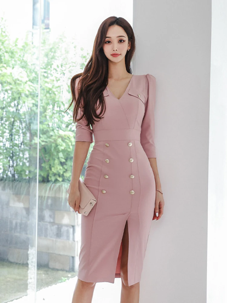 New Spring Autumn Ladies Work Style Formal Pencil Dresses Women Mujer Elegant Office Commute Sexy V-Neck Wrap Hip Dress Vestidos
New Spring Autumn Ladies Work Style Formal Pencil Dresses Women Mujer Elegant Office Commute Sexy V-Neck Wrap Hip Dress Vestidos