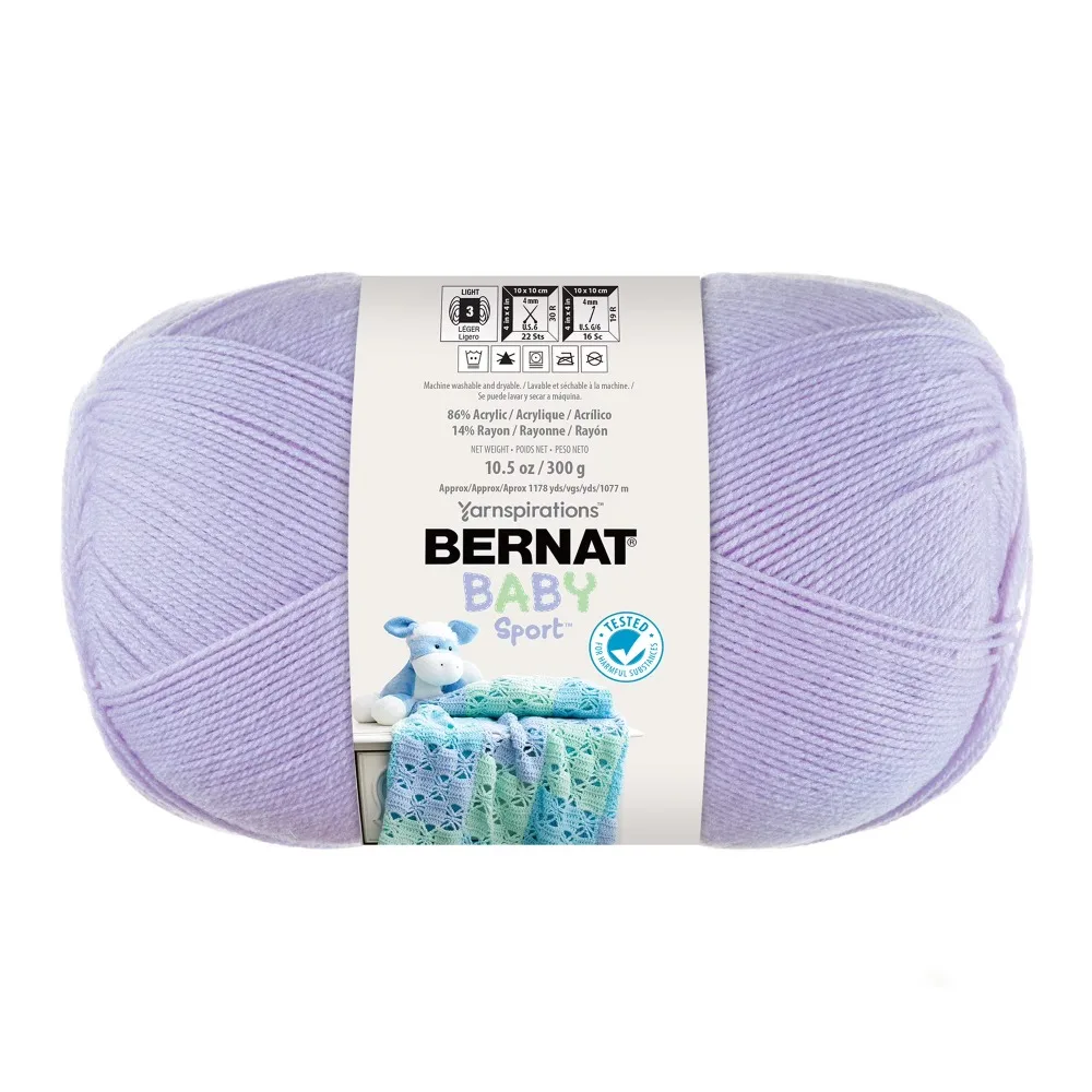 Bernat Baby Sport #3 Light Acrylic Yarn, Lavender 10.5oz/300g, 1077 Yards
Bernat Baby Sport #3 Light Acrylic Yarn, Lavender 10.5oz/300g, 1077 Yards