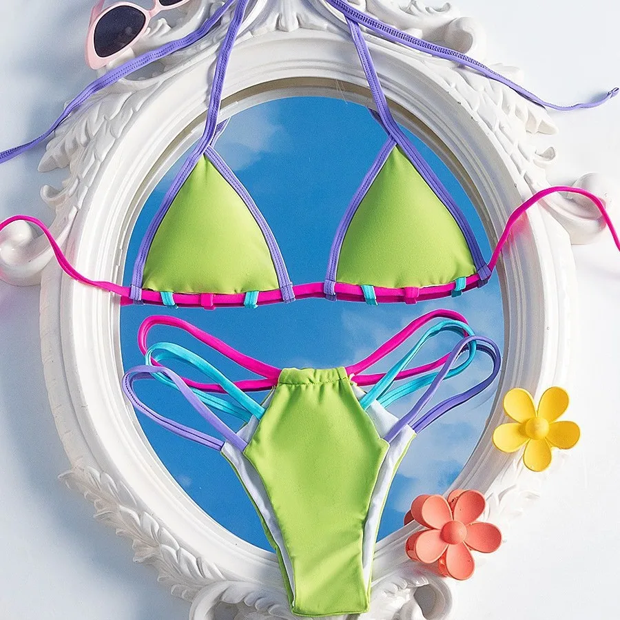 Bikini spot swimsuit women's color split triangle cup contrasting swimsuit bikini spot 2025 new model
Bikini spot swimsuit women's color split triangle cup contrasting swimsuit bikini spot 2025 new model