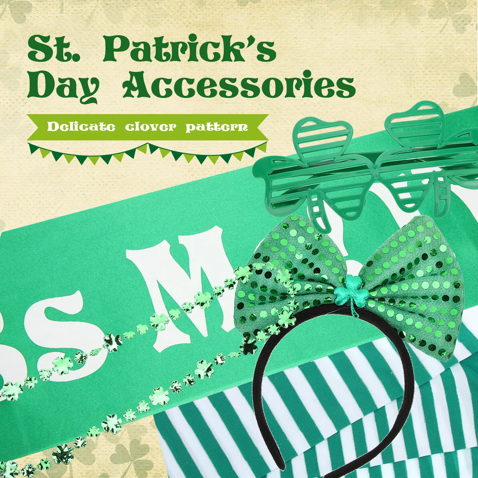 Plastic Cloth Costume Accessories for Patrick Party Fun St Patricks Day Outfits Headb Eyeglasses Necklace Decoration Supplies
Plastic Cloth Costume Accessories for Patrick Party Fun St Patricks Day Outfits Headb Eyeglasses Necklace Decoration Supplies