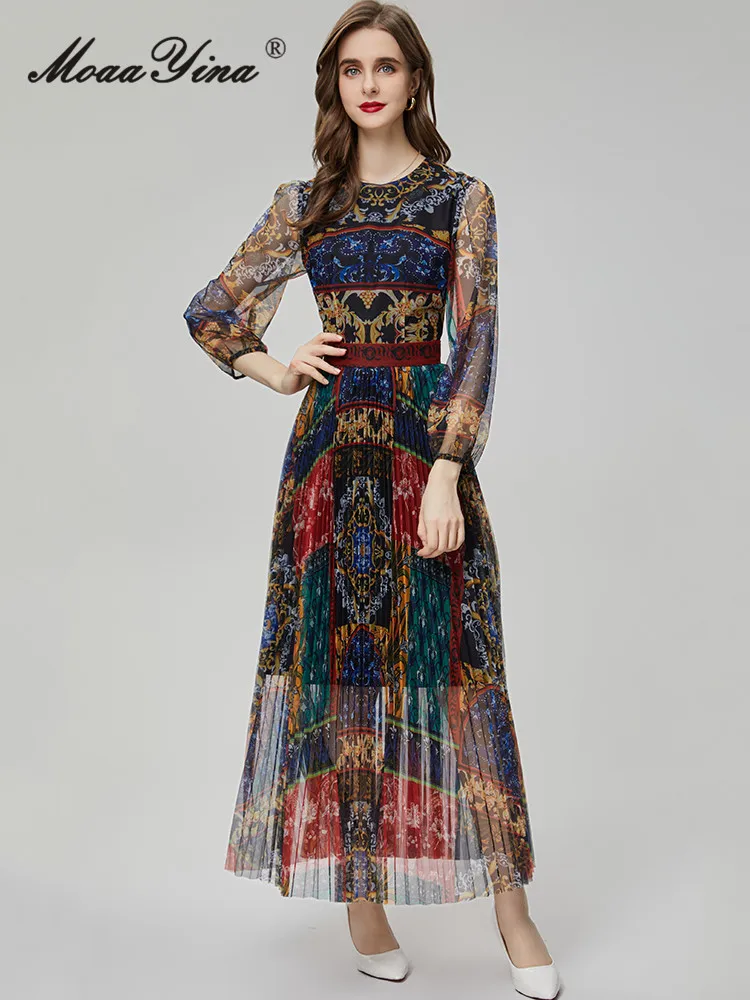 MoaaYina Autumn Fashion Runway Vintage Pattern Printed Dress Women O Neck Long Sleeve High Waist Spliced Pleated Slim Long Dress
MoaaYina Autumn Fashion Runway Vintage Pattern Printed Dress Women O Neck Long Sleeve High Waist Spliced Pleated Slim Long Dress