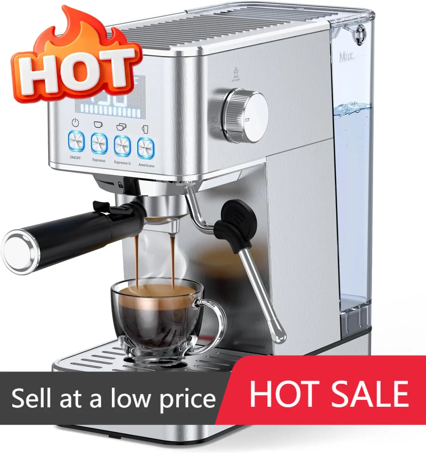 Espresso Machine Compact Stainless Steel Maker Milk Frother Steam Wand 575OZ Removable Water Tank Displays Making Time Temperatu
Espresso Machine Compact Stainless Steel Maker Milk Frother Steam Wand 575OZ Removable Water Tank Displays Making Time Temperatu