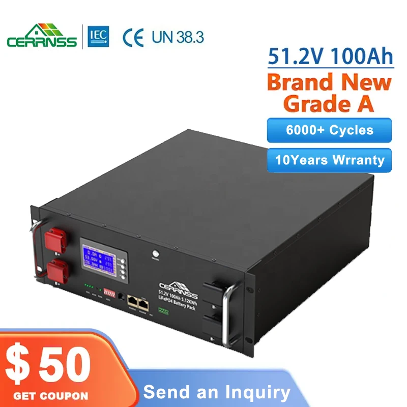 10 Years Warranty 51.2V 5Kwh Rack LFP AKKU Solar Inverter Lithium Ion Storage Battery Pack LiFePO4 48V 100Ah Battery
10 Years Warranty 51.2V 5Kwh Rack LFP AKKU Solar Inverter Lithium Ion Storage Battery Pack LiFePO4 48V 100Ah Battery