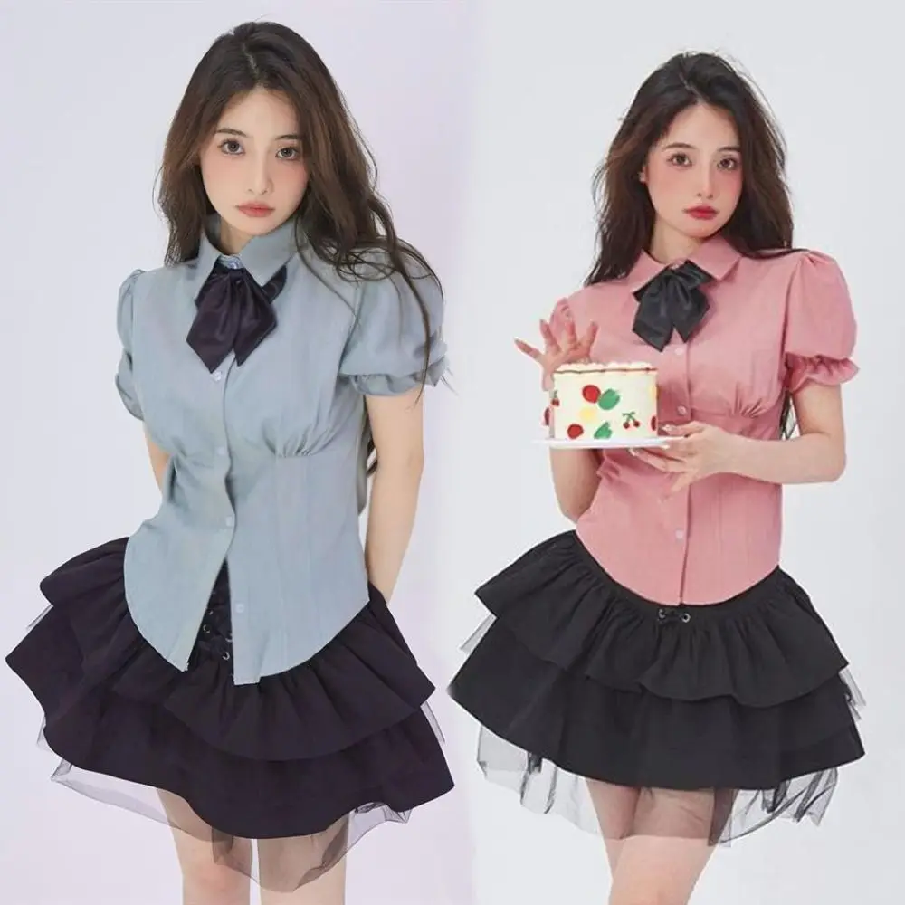 College Style Bowknot JK Short Sleeve Shirts Puff Sleeve Y2K Slim Blouse Women Crop Top Preppy Style Sweet Girls Shirts Student
College Style Bowknot JK Short Sleeve Shirts Puff Sleeve Y2K Slim Blouse Women Crop Top Preppy Style Sweet Girls Shirts Student