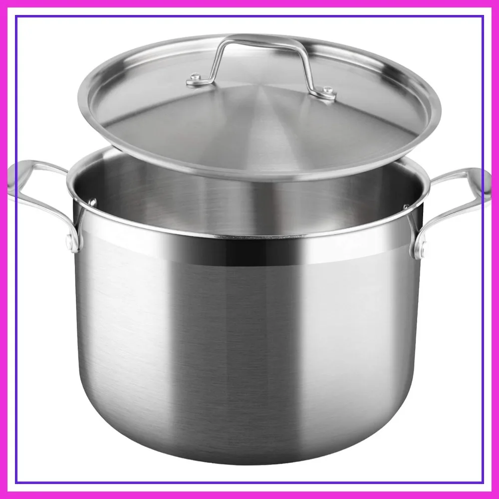 8 Quart Stainless Steel Stockpot with Lid, Tri-Ply Clad Induction Cookware
8 Quart Stainless Steel Stockpot with Lid, Tri-Ply Clad Induction Cookware