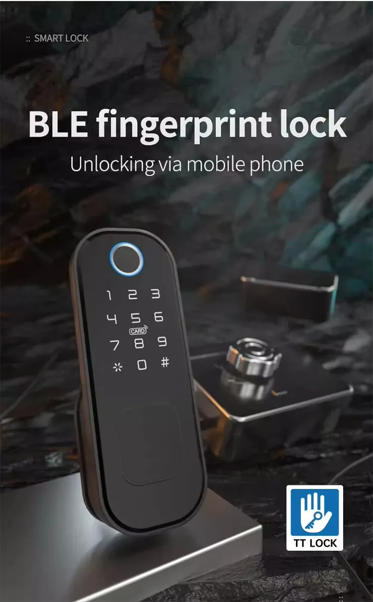 Waterproof Tuya WiFi Smart Rim Lock with Fingerprint Keypad for Outdoor Gate