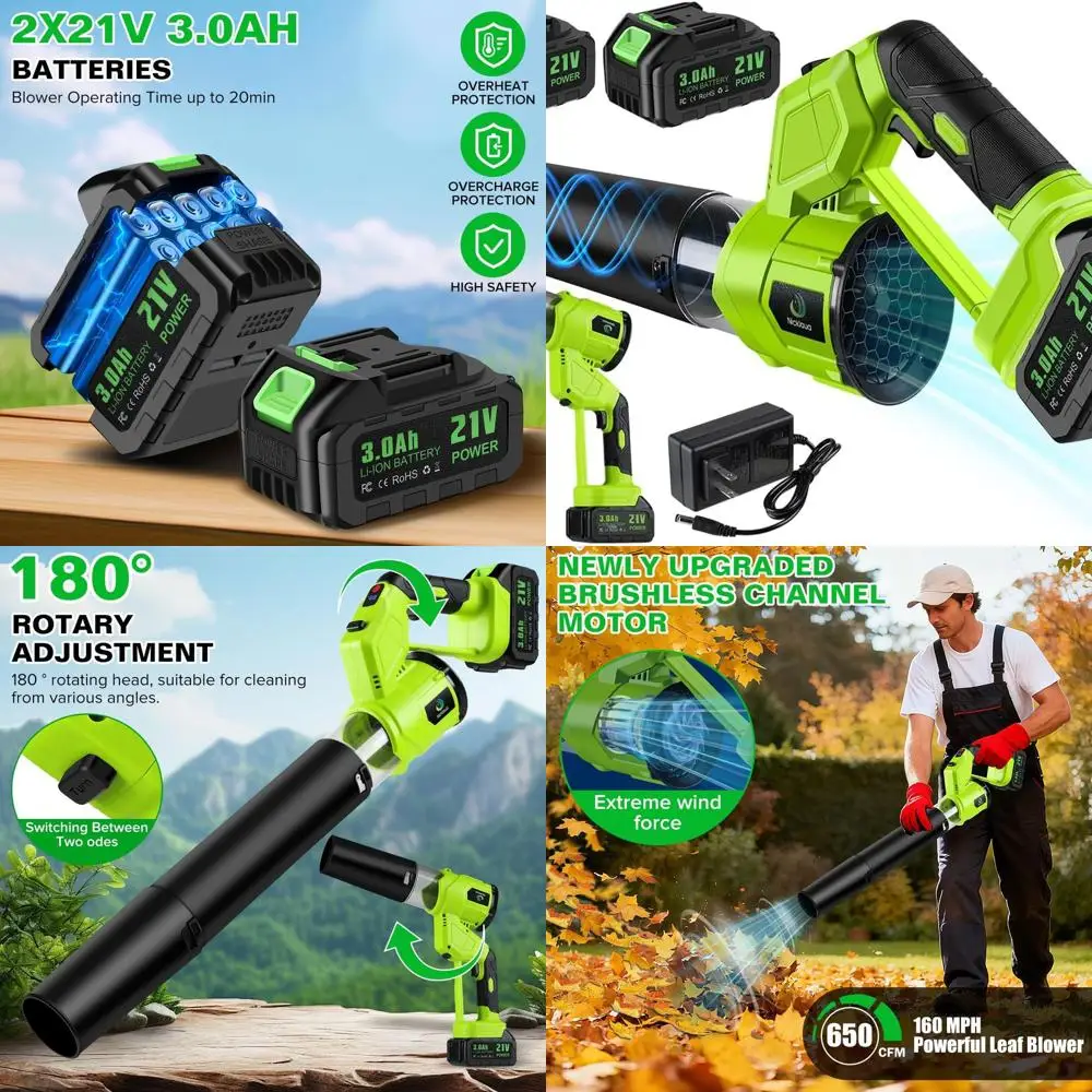 Перезаряжаемый электрический вентилятор для листьев 21 В с двумя батареями и зарядным устройством, 4 скорости, вращающаяся ручка для двора, патио, листьев, пыли,
Перезаряжаемый электрический вентилятор для листьев 21 В с двумя батареями и зарядным устройством, 4 скорости, вращающаяся ручка для двора, патио, листьев, пыли,