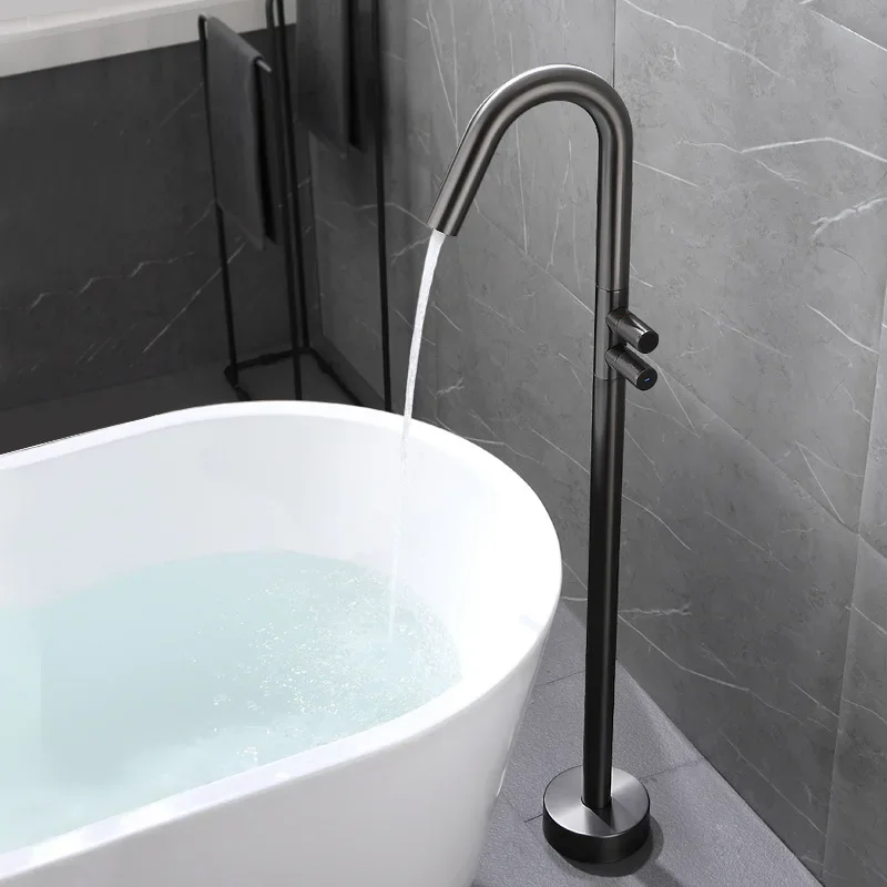 All Copper Hot and Cold Black Floor Standing Bathtub Faucet Cylinder Side Type No Shower Swivel Column Basin Faucet
All Copper Hot and Cold Black Floor Standing Bathtub Faucet Cylinder Side Type No Shower Swivel Column Basin Faucet