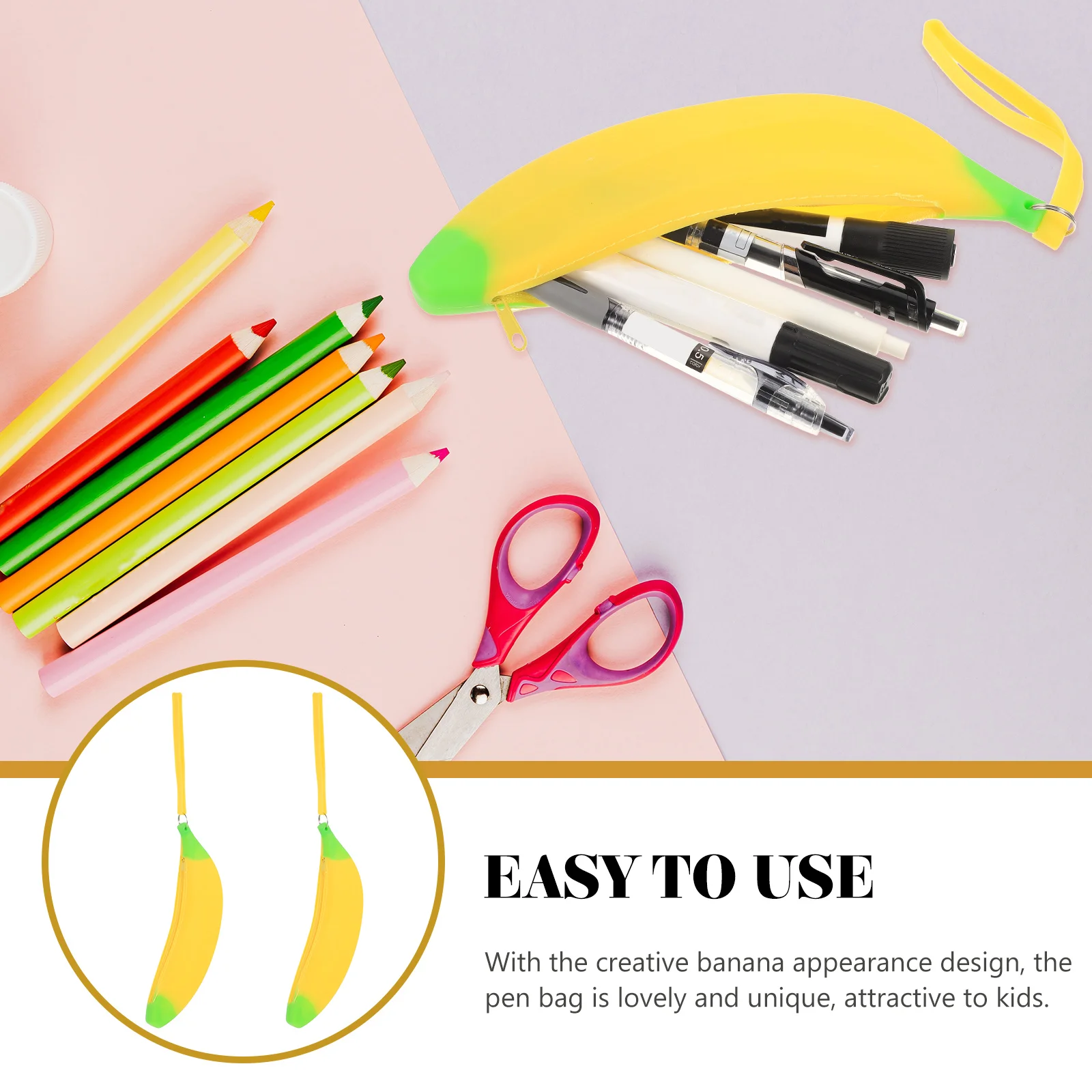 2pcs Banana Pencil Bag Silicone Cartoon Fruit Design Large Capacity Stationery Organizer For School Supplies Zipper Pen
2pcs Banana Pencil Bag Silicone Cartoon Fruit Design Large Capacity Stationery Organizer For School Supplies Zipper Pen