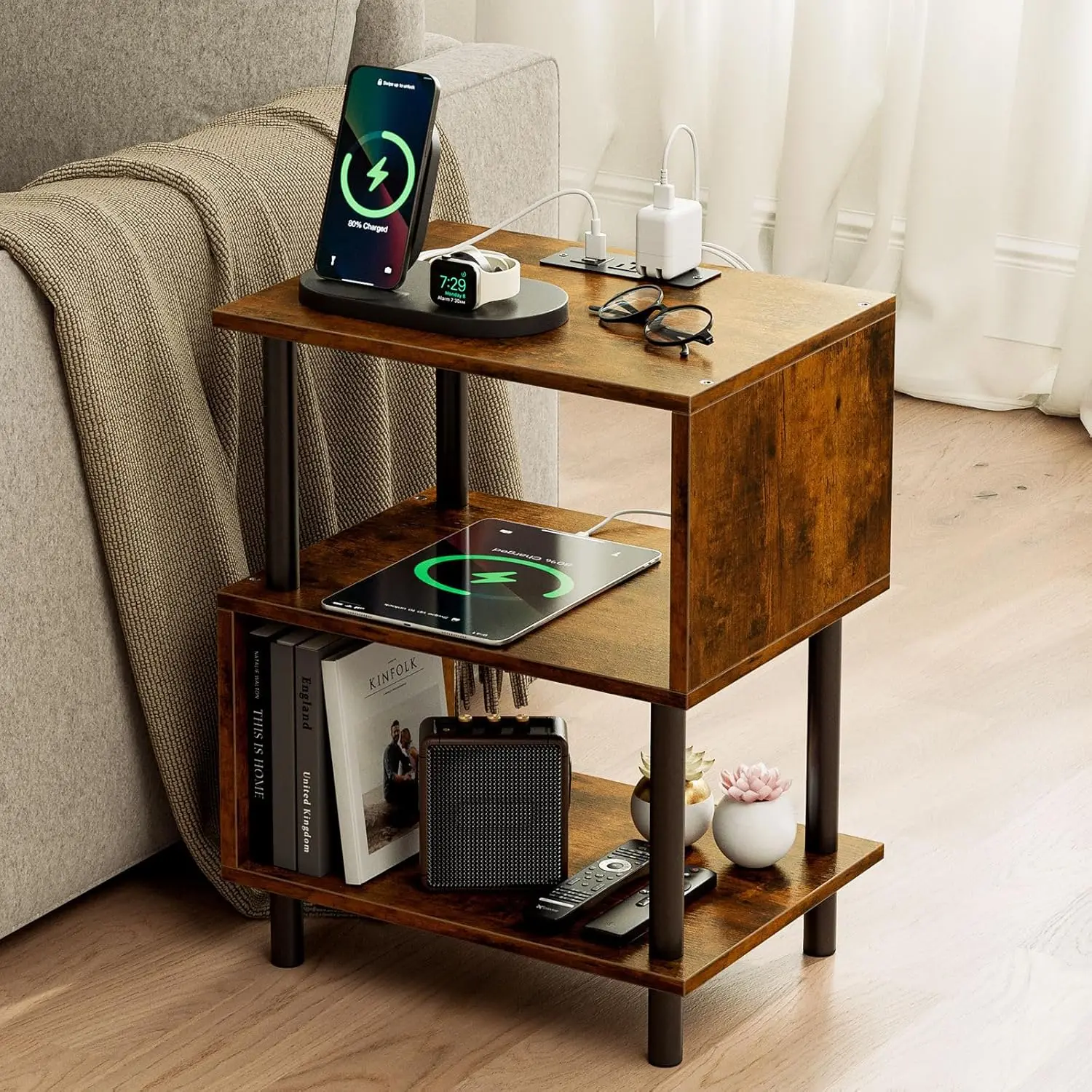 Small Side Table, End Table And Nightstand With 3-Tier Wood Shelves, Sturdy Metal Frame With 44 LBS Capacity Per, Customized
Small Side Table, End Table And Nightstand With 3-Tier Wood Shelves, Sturdy Metal Frame With 44 LBS Capacity Per, Customized