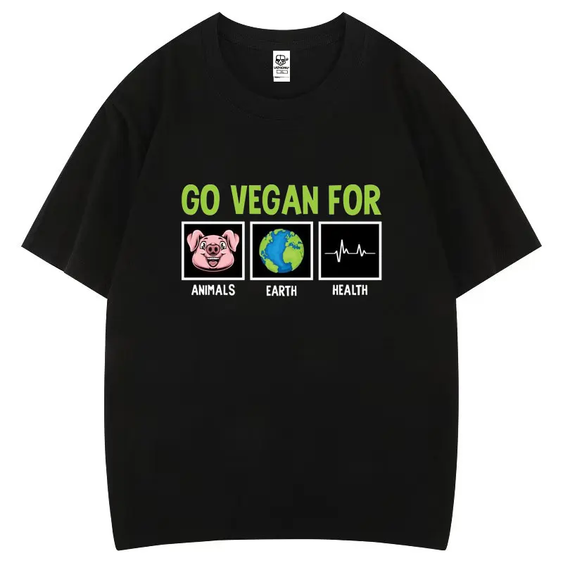 Funny Go Vegan for Animals Earth Health Cotton T Shirt Men Women Short Sleeve Comfortable Breathable Tops Humor Style Casual Tee
Funny Go Vegan for Animals Earth Health Cotton T Shirt Men Women Short Sleeve Comfortable Breathable Tops Humor Style Casual Tee