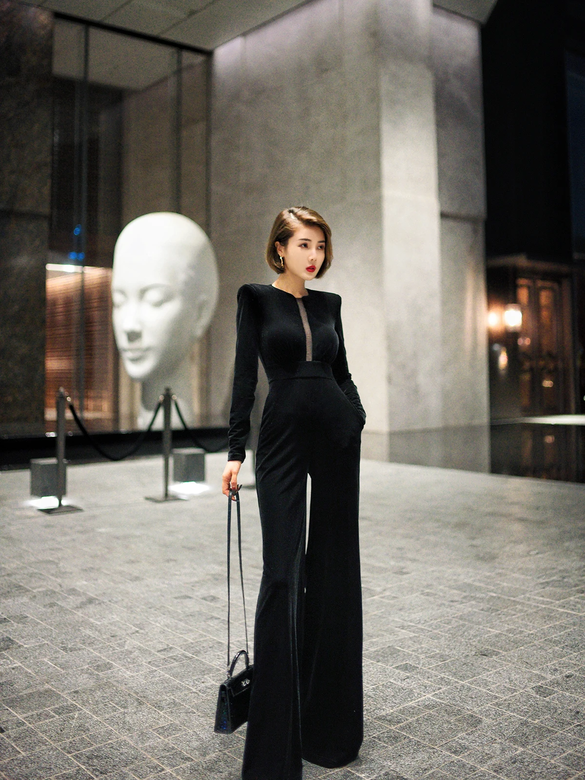 Ele Velvet One-Piece Pants Long Sve Slimming Design Original Autumn Winter High Waist Straight Cut nt Classy
Ele Velvet One-Piece Pants Long Sve Slimming Design Original Autumn Winter High Waist Straight Cut nt Classy