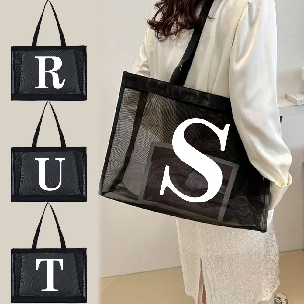 Mesh Shopping Bag Transparent Tote Bags Travel Storage Handbag Women Wallets Organizer Grid Package White Letter Printing Series
Mesh Shopping Bag Transparent Tote Bags Travel Storage Handbag Women Wallets Organizer Grid Package White Letter Printing Series