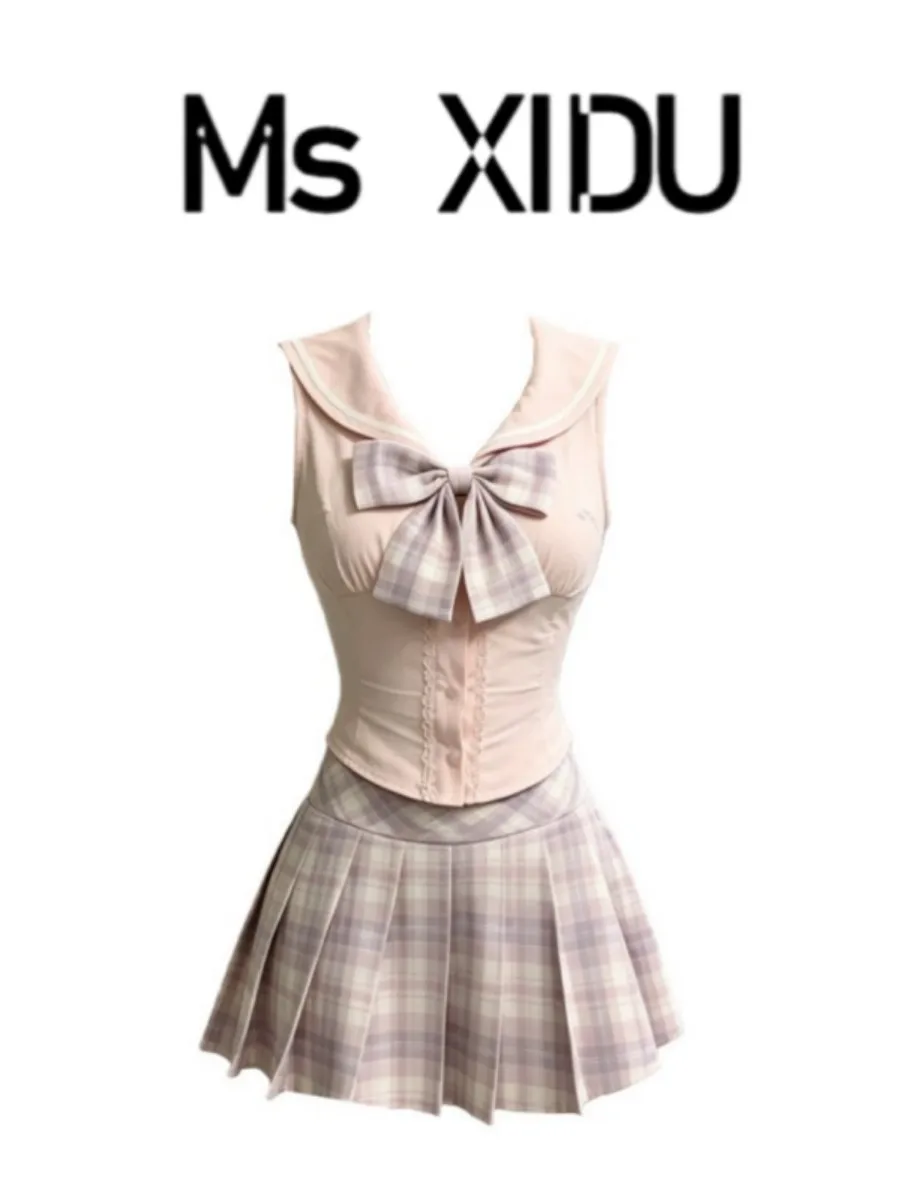 MsXIDU Sweet Pure Desire Japanese Style Navy Collar Shirt High Waist A-Line Pleated Skirt Summer Fashion Set for Girls
MsXIDU Sweet Pure Desire Japanese Style Navy Collar Shirt High Waist A-Line Pleated Skirt Summer Fashion Set for Girls