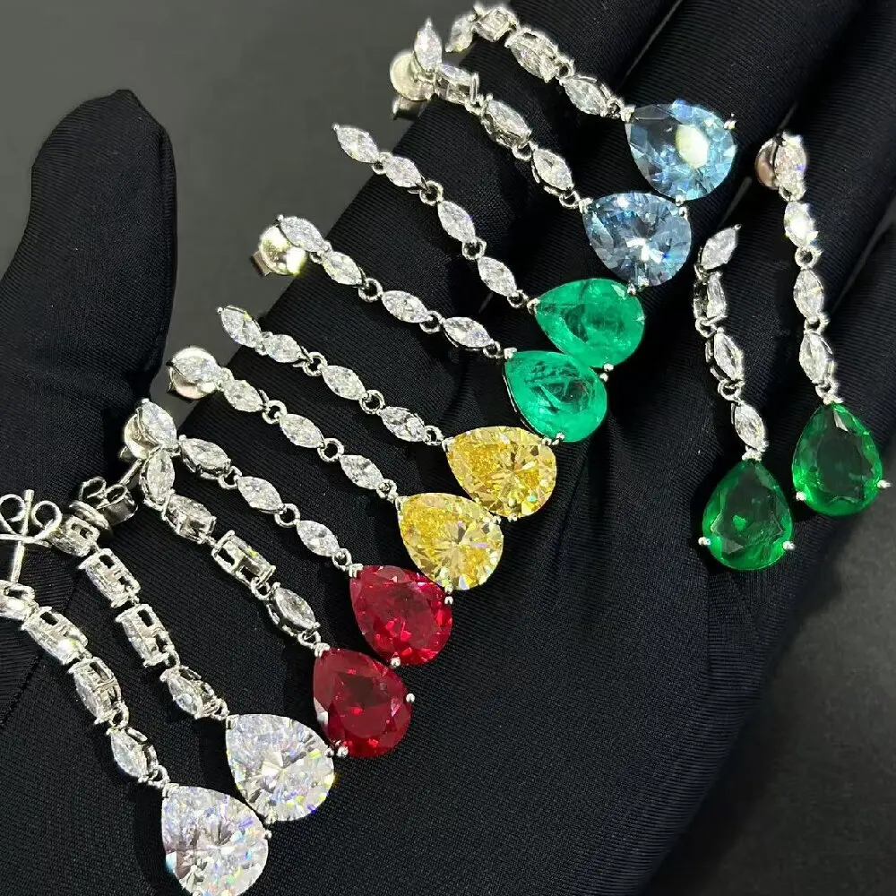 KQDANCE Luxury Solid 925 Silver Pear Cut Lab Emerald Paraiba Ruby Aquamarine Blue Long Drop Earrings For Women Fine Jewelry
KQDANCE Luxury Solid 925 Silver Pear Cut Lab Emerald Paraiba Ruby Aquamarine Blue Long Drop Earrings For Women Fine Jewelry
