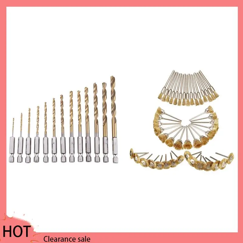 A88Z 13 шт. Набор сверл HSS с титановым покрытием с шестигранным хвостовиком 1/4 дюйма и 45 шт. медная проволочная щетка, шлифовальные принадлежности
A88Z 13 шт. Набор сверл HSS с титановым покрытием с шестигранным хвостовиком 1/4 дюйма и 45 шт. медная проволочная щетка, шлифовальные принадлежности