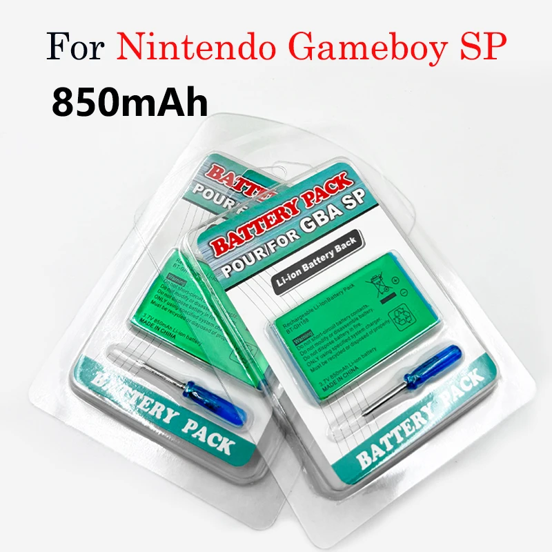 3.7V rechargeable 850mAh lithium battery for Nintendo GBASP GameBoy Advance GBA SP
3.7V rechargeable 850mAh lithium battery for Nintendo GBASP GameBoy Advance GBA SP