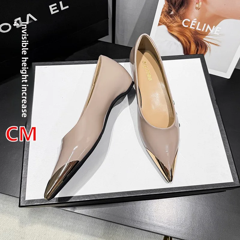 Women Shoes Fashion Metal Pointed Head Shallow Mouth Single Shoes 4cm Inner Height-increasing Patent Leather Single Shoe Loafers
Women Shoes Fashion Metal Pointed Head Shallow Mouth Single Shoes 4cm Inner Height-increasing Patent Leather Single Shoe Loafers