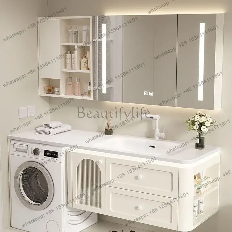 yj57 French oak bathroom cabinet washing machine cabinet slate balcony toilet washing table combination smart
yj57 French oak bathroom cabinet washing machine cabinet slate balcony toilet washing table combination smart