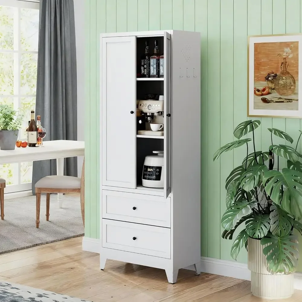 Kitchen Pantry Storage Cabinet, 72" H Storage Cabinet with 2 Ders and Adjustable Shelves, Spacious Cupboard with Round Handles,
Kitchen Pantry Storage Cabinet, 72" H Storage Cabinet with 2 Ders and Adjustable Shelves, Spacious Cupboard with Round Handles,