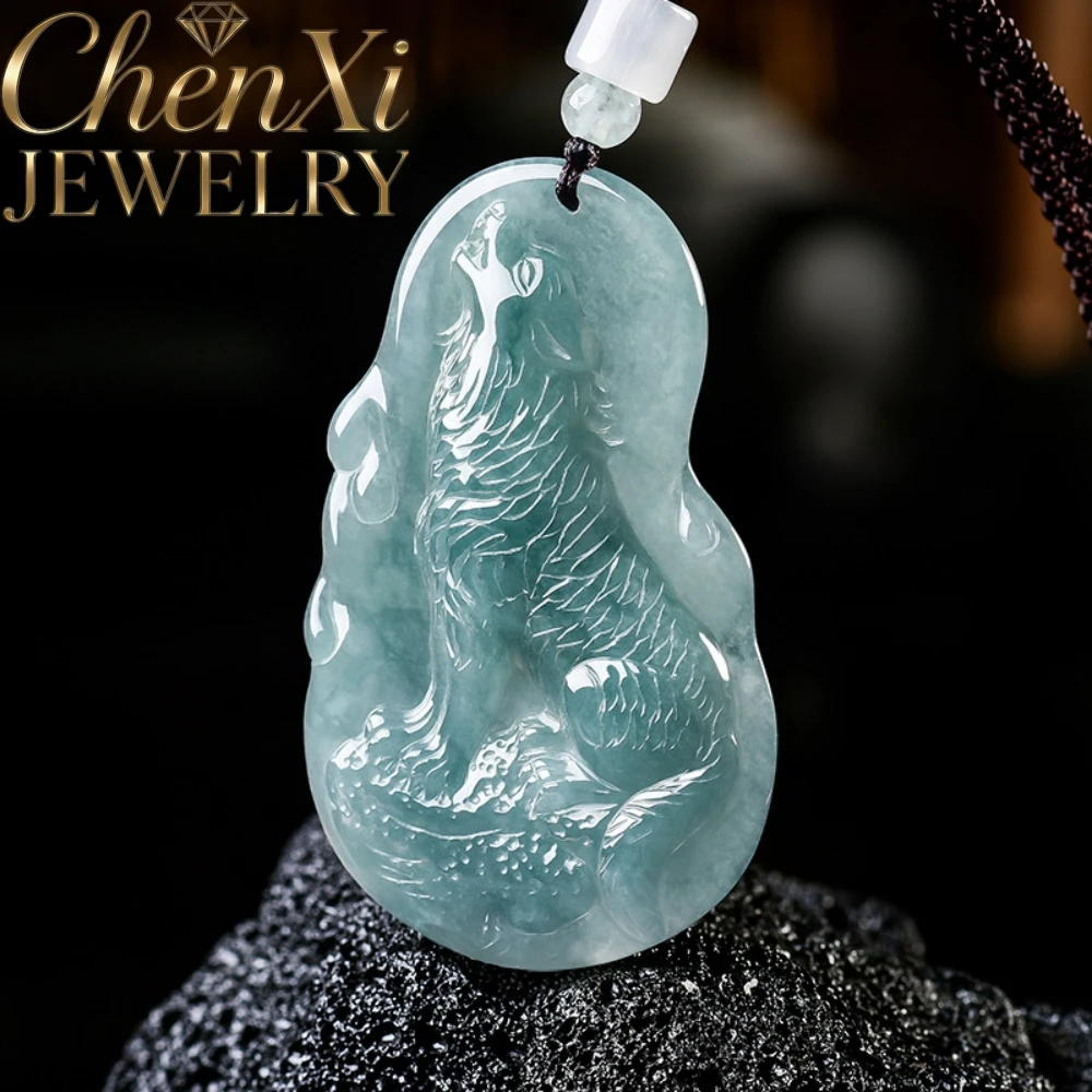 Genuine A Grade Jade Icy Blue Water Jadeite Pendant Hand Carved Howling Wolf Clear Ice Type Necklace High-end Lucky Jewelry Gift
Genuine A Grade Jade Icy Blue Water Jadeite Pendant Hand Carved Howling Wolf Clear Ice Type Necklace High-end Lucky Jewelry Gift