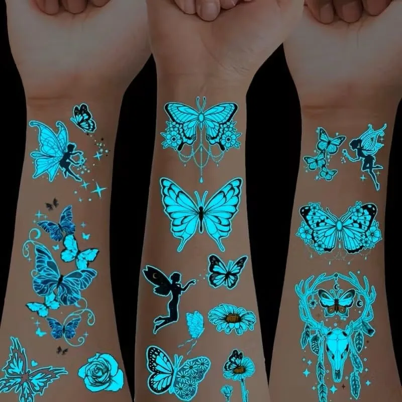 12 Sheets Glow in the Dark Temporary Tattoos for Women Girls, Blue Black Light Tattoos Flower Butterfly Tattoo Luminous Body Makeup Tattoo
12 Sheets Glow in the Dark Temporary Tattoos for Women Girls, Blue Black Light Tattoos Flower Butterfly Tattoo Luminous Body Makeup Tattoo