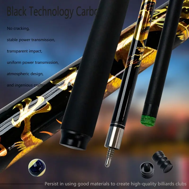 Carbon Pool Cue Dragon Design Gilding Chinese Element with Union Cap Protective Cover
Carbon Pool Cue Dragon Design Gilding Chinese Element with Union Cap Protective Cover