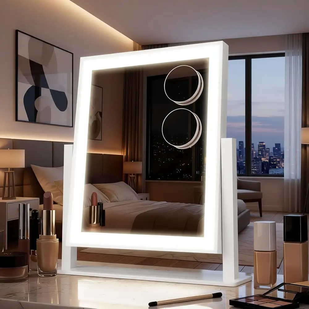 Зеркало для макияжа с 14 светодиодами, съемным увеличением 10x/5x, 3-цветной подсветкой, сенсорным управлением, поворотом на 360° ° Вращающийся поднос для макияжа и ванной
Зеркало для макияжа с 14 светодиодами, съемным увеличением 10x/5x, 3-цветной подсветкой, сенсорным управлением, поворотом на 360° ° Вращающийся поднос для макияжа и ванной