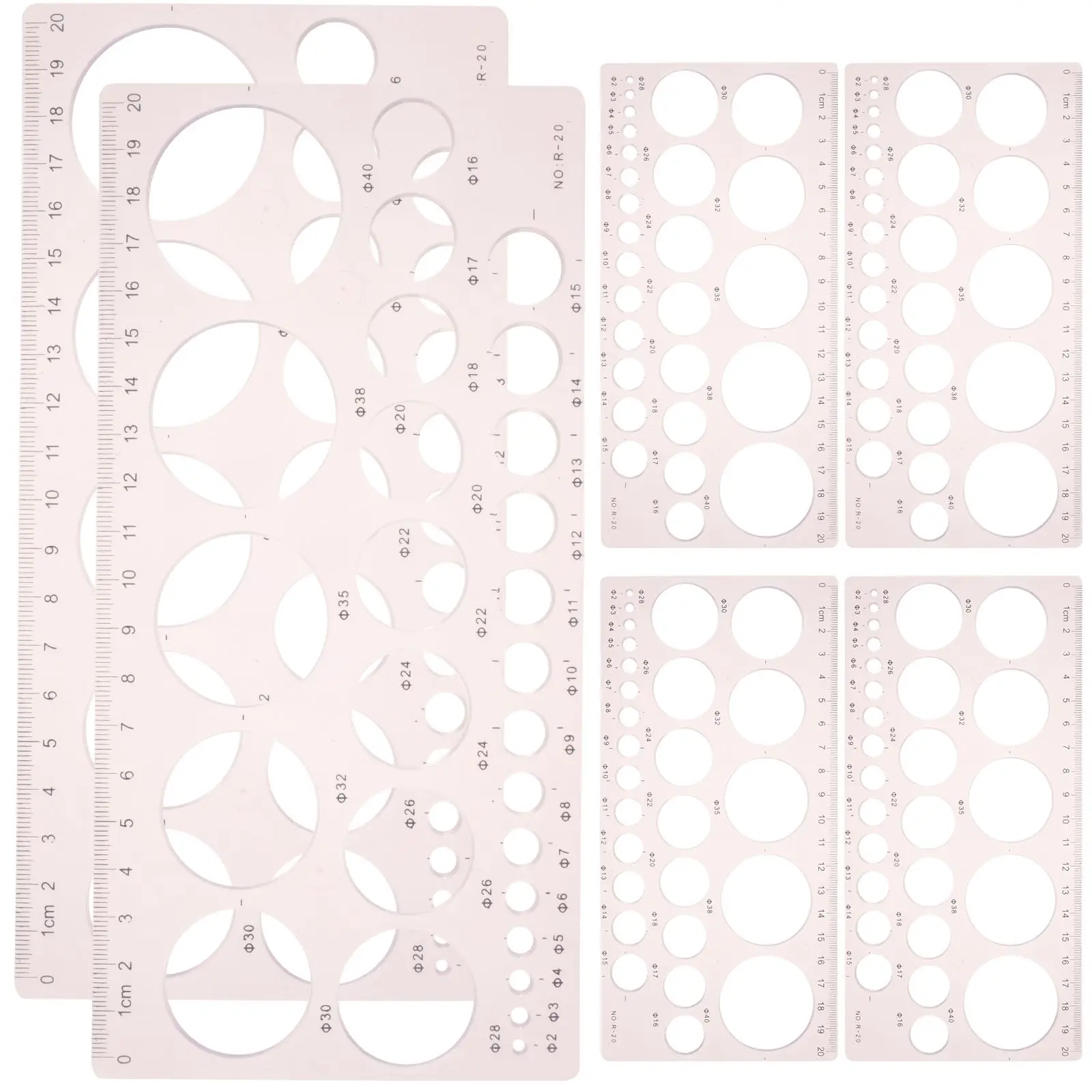 6 Pcs Circle Hole Ruler Tools Lightweight Plastic Drawing Templates for Students Engineers Designers Geometric Measuring
6 Pcs Circle Hole Ruler Tools Lightweight Plastic Drawing Templates for Students Engineers Designers Geometric Measuring