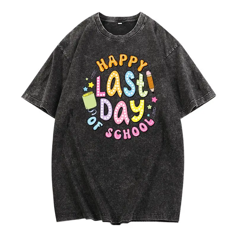 Trendy Last Day of School T-shirt for Men Women Vintage Washed Graphic Tee Teacher Student Slogan Top 
Trendy Last Day of School T-shirt for Men Women Vintage Washed Graphic Tee Teacher Student Slogan Top