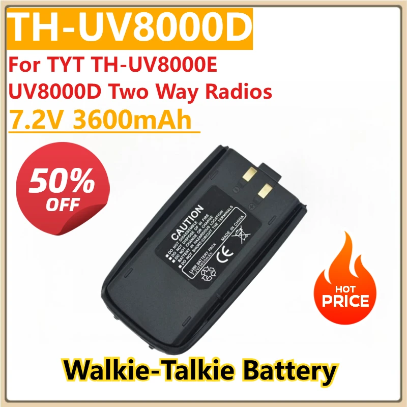 Rechargeable TH-UV8000D 7.2V 3600mAh Walkie Talkie Battery for TYT TH-UV8000E UV8000D Two Way Radios Li-ion
Rechargeable TH-UV8000D 7.2V 3600mAh Walkie Talkie Battery for TYT TH-UV8000E UV8000D Two Way Radios Li-ion
