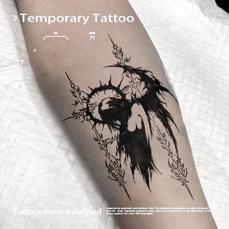 Thorn Halo Angel Wing Cross Herbal Juice Tattoo Sticker, Waterproof Semi‑Permanent Occult Temporary Tattoo Decals For Forearm
Thorn Halo Angel Wing Cross Herbal Juice Tattoo Sticker, Waterproof Semi‑Permanent Occult Temporary Tattoo Decals For Forearm